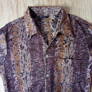 Vintage Joel Abstract Pattern Polyester Disco Shirt Short Sleeve